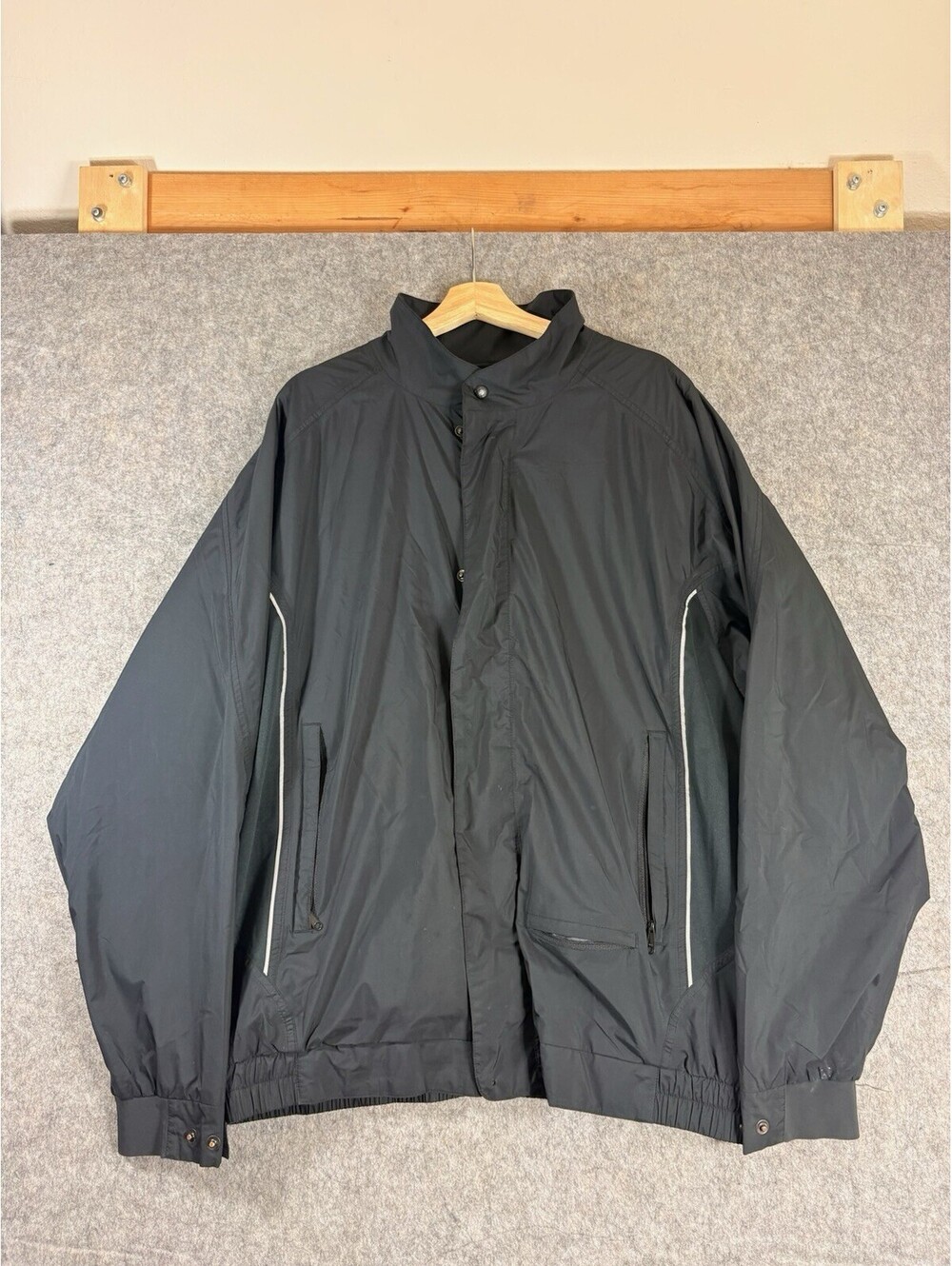 FootJoy DryJoys Windbreaker Jacket Mens XL Black Waterproof Golf Lined